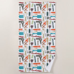 Hair Care Pattern Beach Towel
