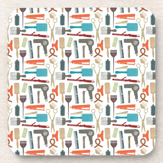 Hair Care Pattern Beverage Coaster (Front)
