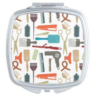 Hair Care Pattern Compact Mirror