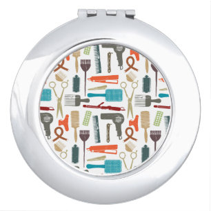 Hair Care Pattern Compact Mirror