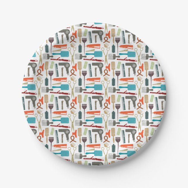 Hair Care Pattern Paper Plates (Front)