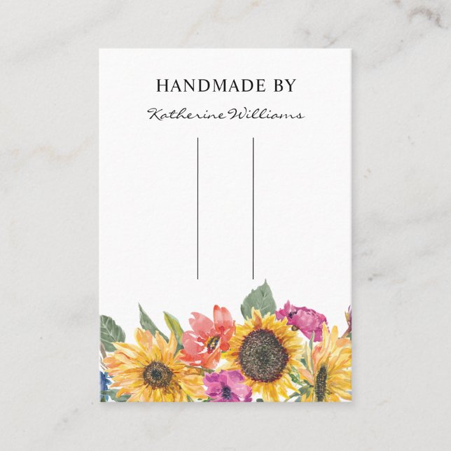 Hair Clip Barrette Display Card | Sunflower Floral (Front)