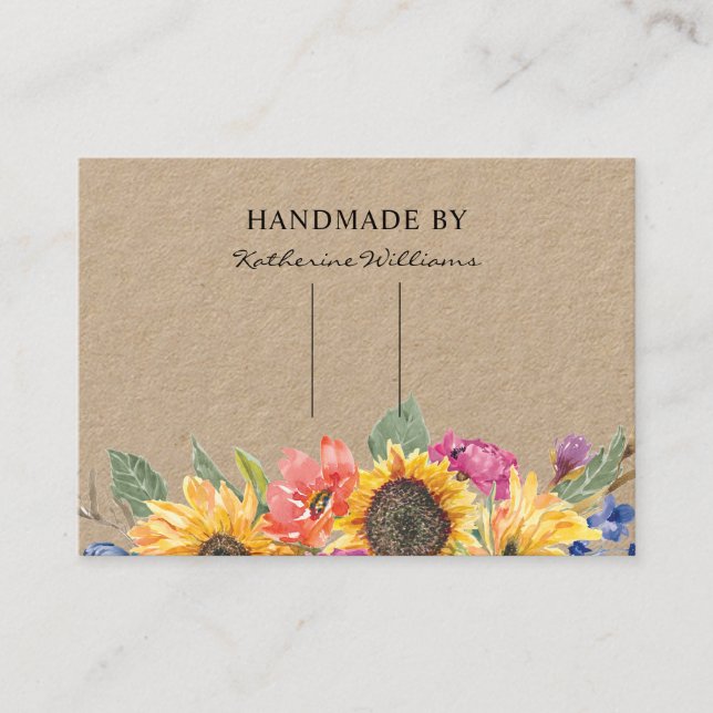 Hair Clip Barrette Display Card | Sunflower Floral (Front)