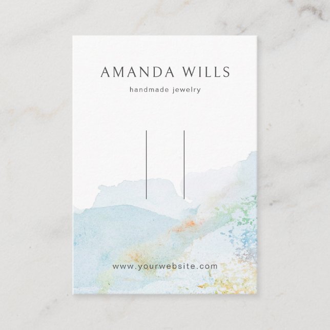 Hair Clip Display Card • Pastel Watercolor Nature (Front)