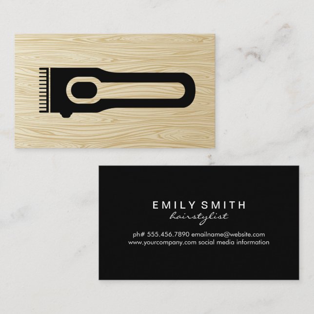 Hair Clipper | Barber | Hair Stylist | Wood Business Card (Front/Back)