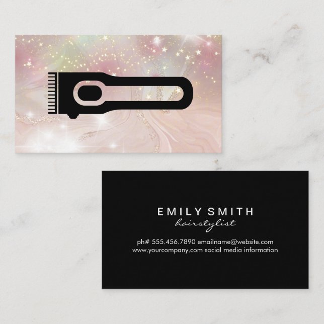 Hair Clipper | Barber | Star Dust Glow Bokeh Business Card (Front/Back)