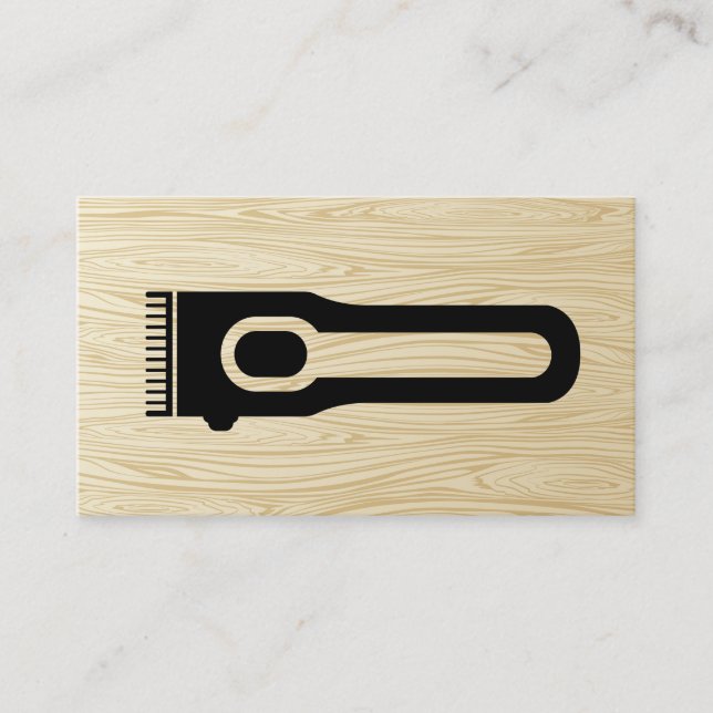 Hair Clipper | Barber | Wood Grain Business Card (Front)