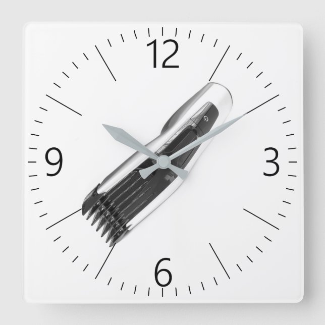 Hair clipper square wall clock (Front)