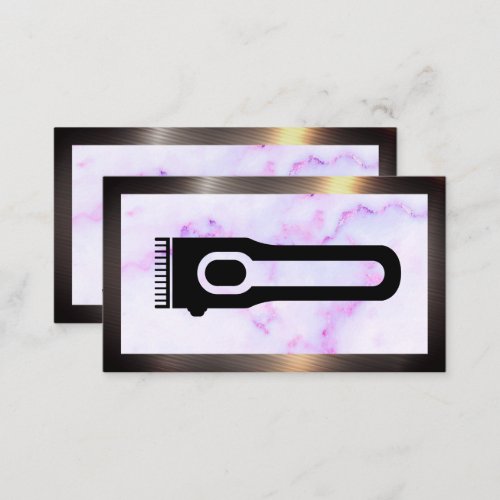 Hair Clippers  Marble  Metal Border Business Card
