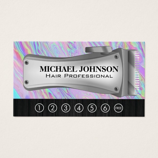 Hair Clippers | Punch Card | Iridescent  (Front)