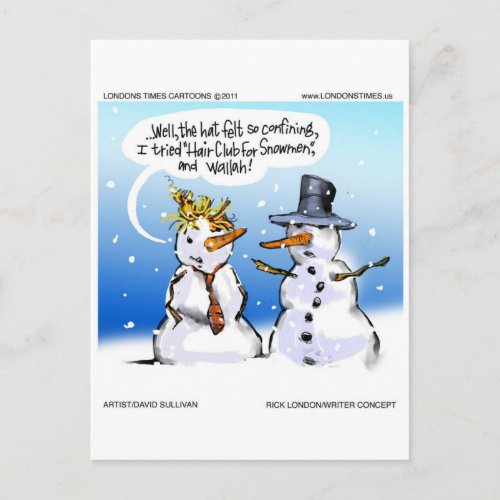 Hair Club For Snowmen Funny Christmas Holiday Postcard