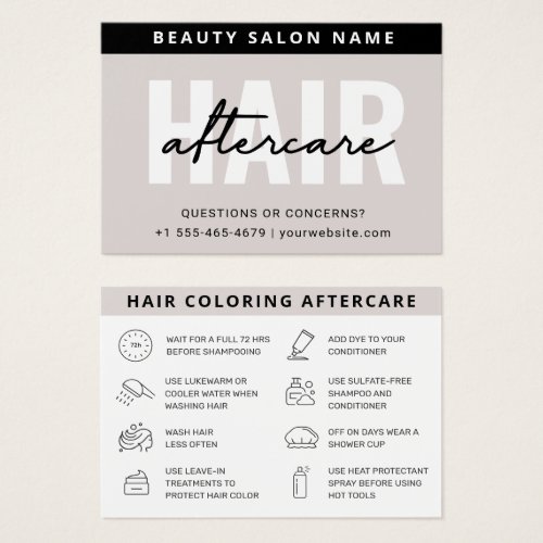 Hair Coloring Aftercare Business Card