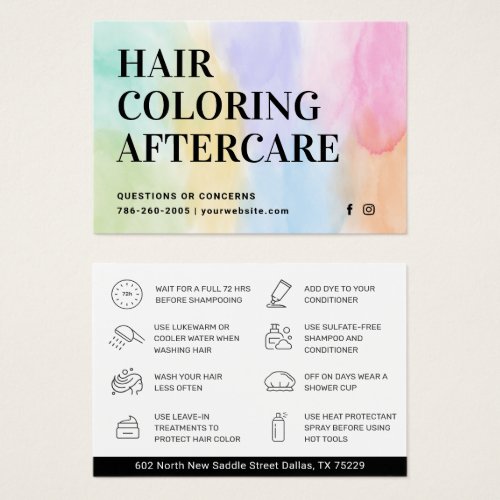 Hair Coloring Aftercare Business Card