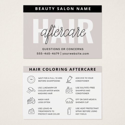 Hair Coloring Aftercare Business Card