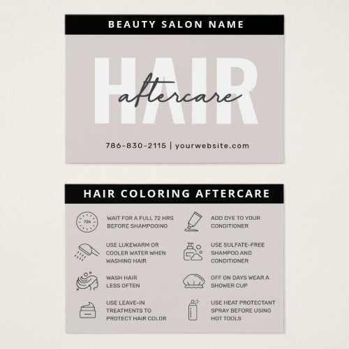 Hair Coloring Aftercare Business Card