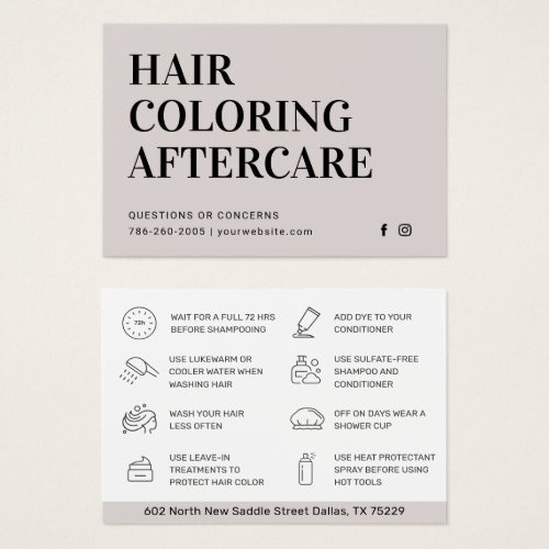 Hair Coloring Aftercare Business Card