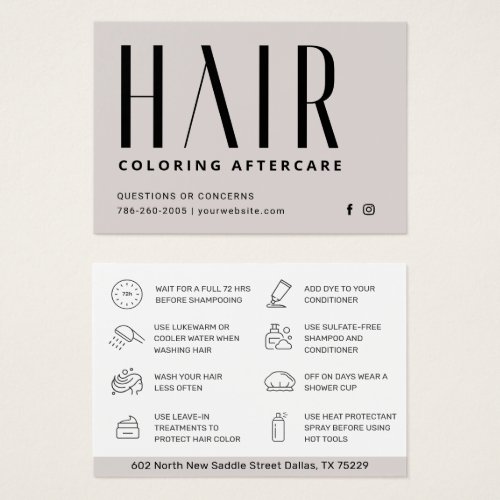 Hair Coloring Aftercare Business Card