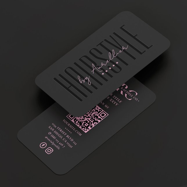 Hair Colorist Stylist Beauty Salon Black Pink Business Card (Hair Colorist Stylist Beauty Salon Black Pink Business Card
)