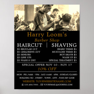 Hair Cut, Men's Barbers Advertising Poster