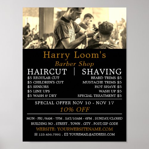 Hair Cut Mens Barbers Advertising Poster