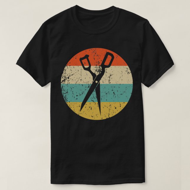 Hair Cutting Shears Scissors Retro Hairdresser Bar T-Shirt (Design Front)