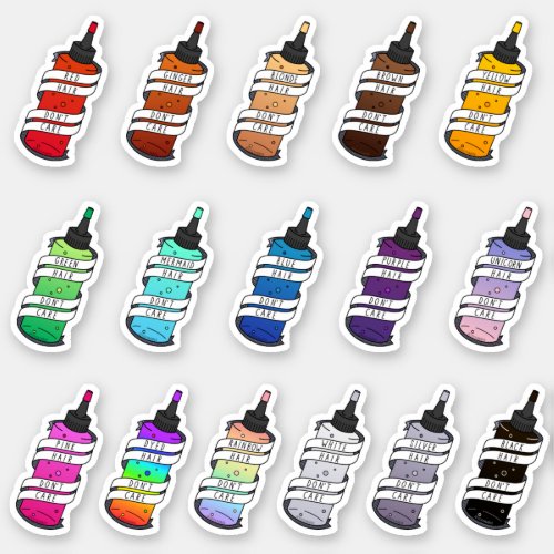 Hair Dont Care Cartoon Dye Bottle Collection Sticker