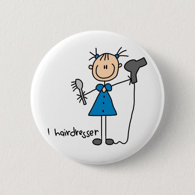 Hair Dresser Stick Figure Button (Front)