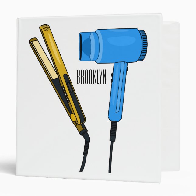 Hair dryer & hair straightener illustration 3 ring binder (Front/Inside)