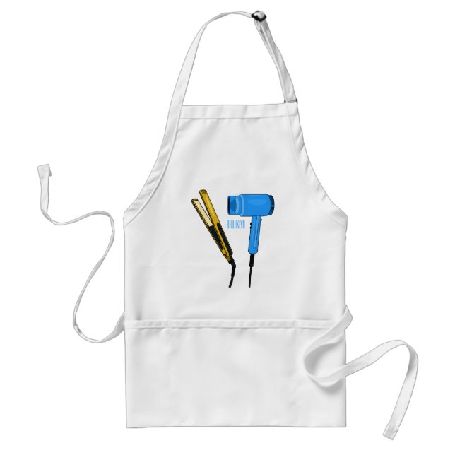 Hair dryer & hair straightener illustration adult apron (Front)