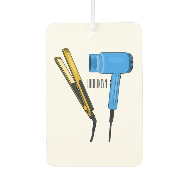 Hair dryer & hair straightener illustration air freshener (Front)