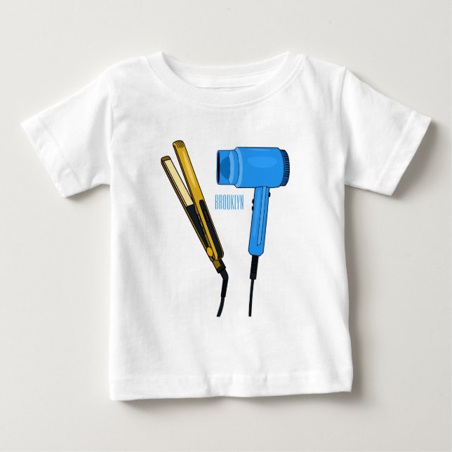 Hair dryer & hair straightener illustration baby T-Shirt (Front)