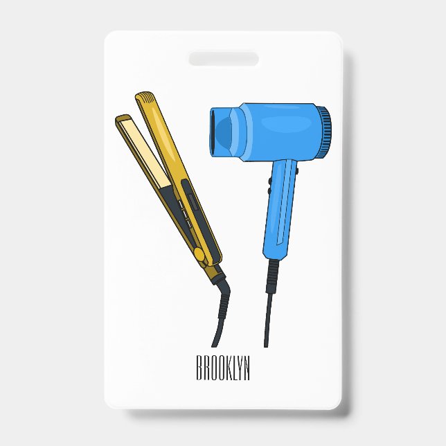 Hair dryer & hair straightener illustration badge (Front)