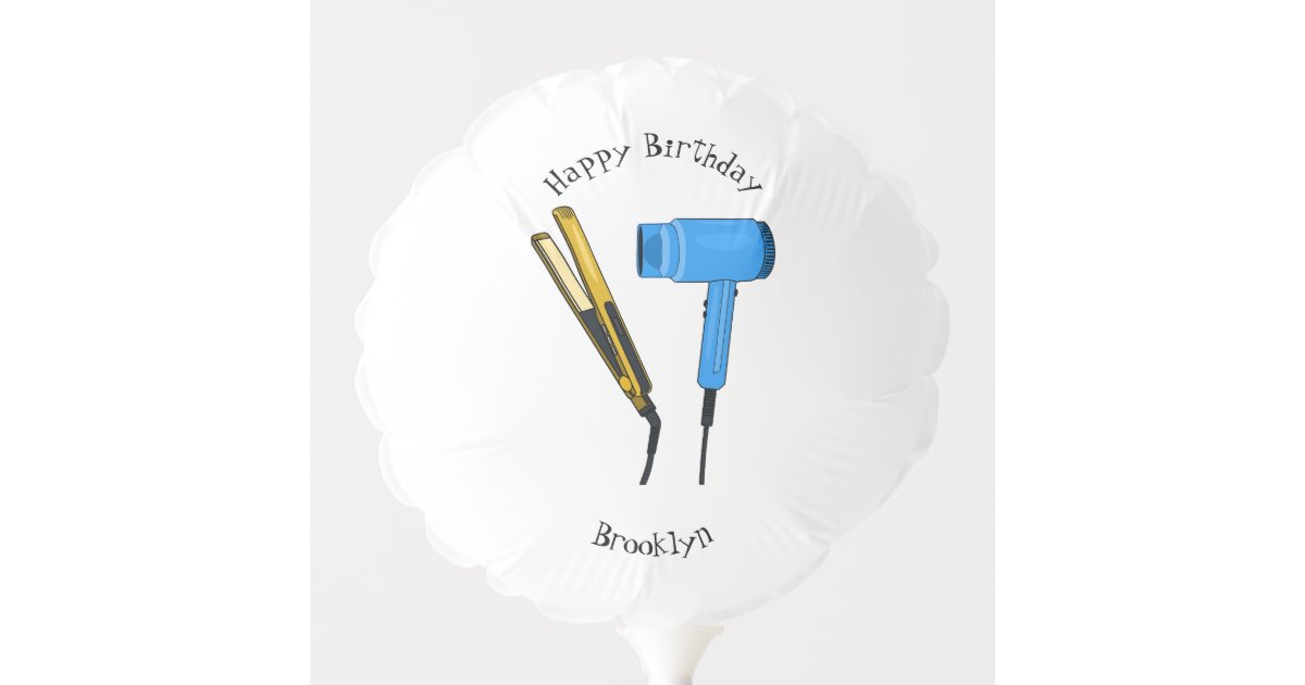 Hair dryer & hair straightener illustration balloon Zazzle