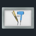 Hair dryer & hair straightener illustration belt buckle<br><div class="desc">Hair dryer & hair straightener illustration</div>