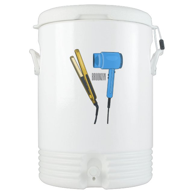 Hair dryer & hair straightener illustration beverage cooler (Front)