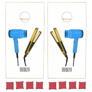 Hair dryer & hair straightener illustration cornhole set