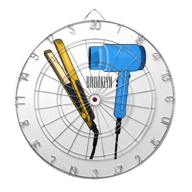 Hair dryer & hair straightener illustration dart board (Front)