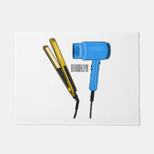 Hair dryer & hair straightener illustration doormat