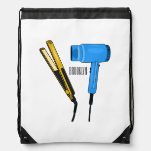 Hair dryer & hair straightener illustration drawstring bag