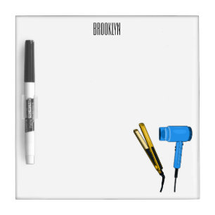 Hair dryer & hair straightener illustration dry erase board