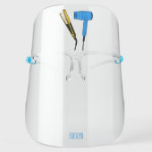 Hair dryer & hair straightener illustration face shield (Front)
