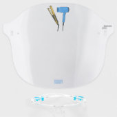 Hair dryer & hair straightener illustration face shield (Front w/Glasses)