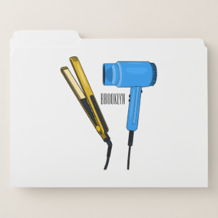 Hair dryer & hair straightener illustration file folder