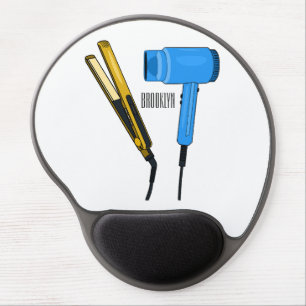 Hair dryer & hair straightener illustration gel mouse pad