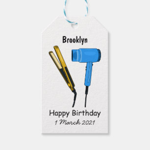 Hair dryer & hair straightener illustration gift tags