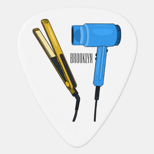 Hair dryer  hair straightener illustration guitar pick