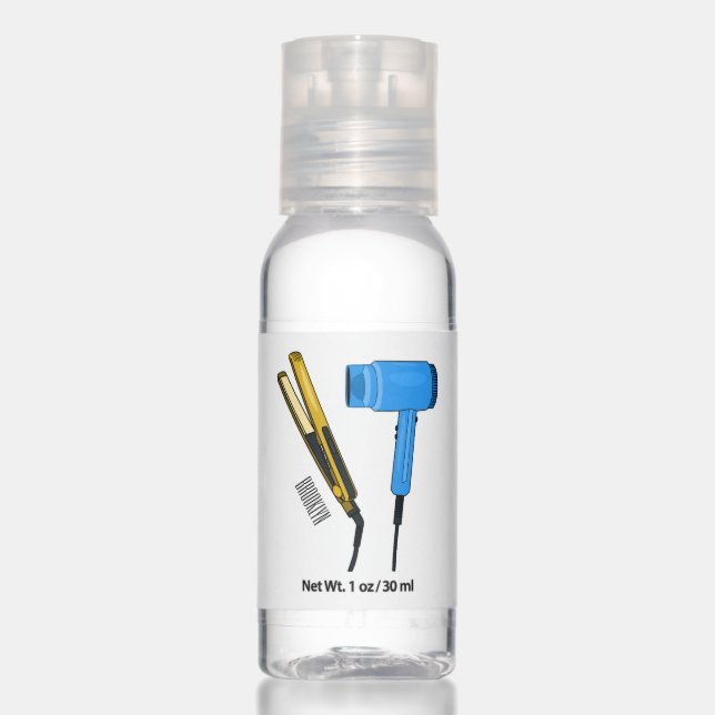 Hair dryer & hair straightener illustration  hand sanitizer (Front)
