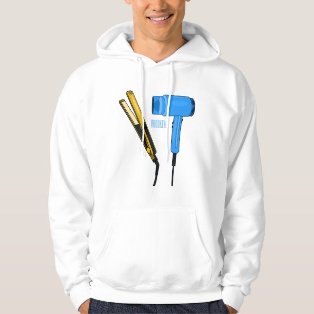 Hair dryer & hair straightener illustration hoodie (Front)