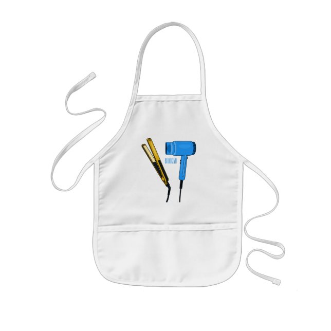 Hair dryer & hair straightener illustration kids' apron (Front)