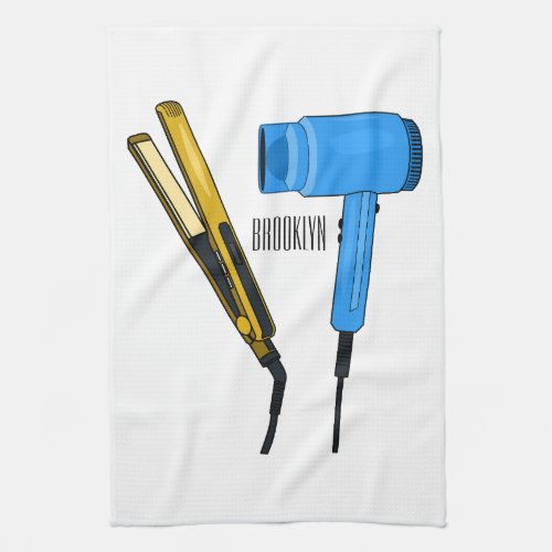Hair dryer  hair straightener illustration kitchen towel